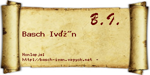 Basch Iván névjegykártya